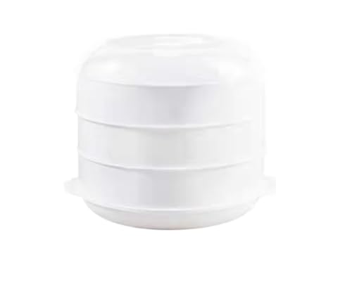 WORPD 電子レンジ専用丸型蒸し器(蓋、蒸し箱、加熱容器、多層プラスチック蒸し網付き) (L,3階)