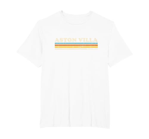 Retro Stripe Aston Villa T-Shirt, Men's Big and Tall, White, 2X Tall