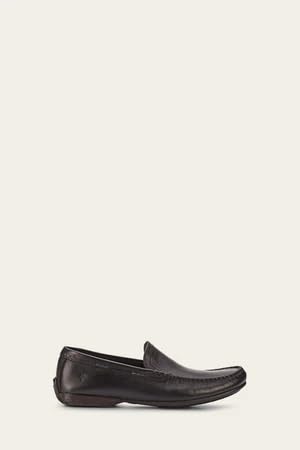 Image of Frye Lewis Venetian Loafers for Men Hand-Crafted with Antique Pull-Up Leather with Moccasin Construction, Full Rubber Outsole, and Modified Heel