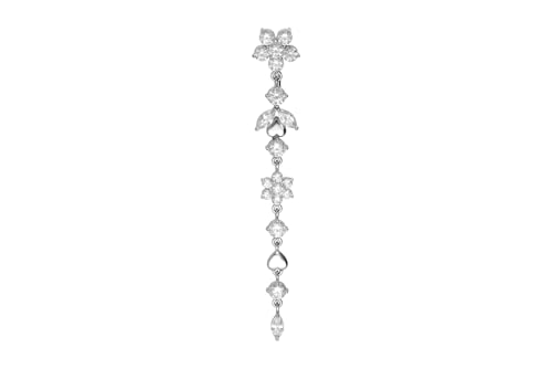 PIERCINGLINE surgical steel dangle belly button piercing with flower tendril - belly button ring surgical steel, gold, silver, rosegold piercing - new version with improved durability