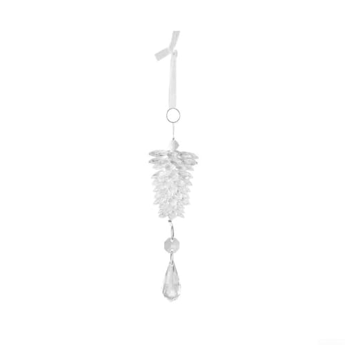 Pumixiy Colgante decorativo de cono de pino, adorno de acrílico con efecto navideño con cuerda colgante, para exhibición interior de árbol, multicolor disponible 1.97 pulgadas (transparente)