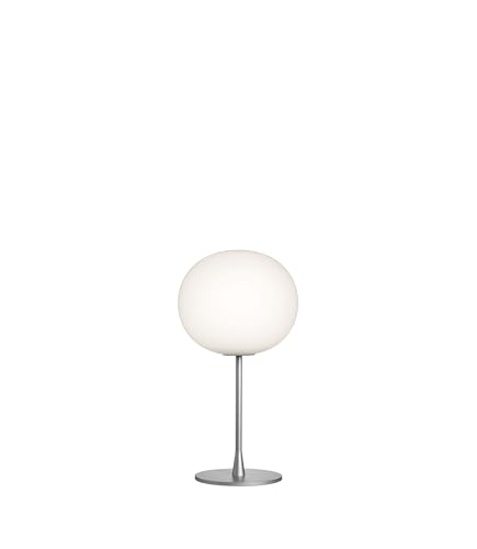  FLOS Glo-ball Table 1 Lampada Da tavolo 60 cm a luce diffusa in vetro opalino acidato bianco e acciaio argento