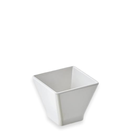 Sicignano | Ciotolina Quadrata in Melamina 8x8x6,3h cm – Finger Food, Antipasti, Salse, Dessert, Resistente e Elegante (1, Bianco)