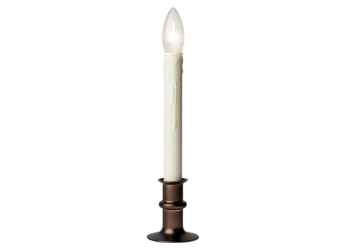 Image of Battery Operated LED Window Candles with Streetside Brightness Dual LED Bulb with Daily Timer and Adjustable Height (Bronze)
