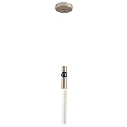 Joollysun 1-Light Mini Crystal Pendant: Dimmable Led Modern Single Ceiling Hanging Lights Fixtures For Kitchen Island Bar Bathroom Bedroom Bedside - Brushed Nickel #TOP7