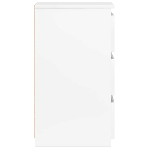 vidaXL 2X Nachttisch mit 3 Schubladen Nachtschrank Nachtkonsole Nachtkommode Schlafzimmer Schrank Kommode Hochglanz-Weiß 40x35x62,5cm Holzwerkstoff