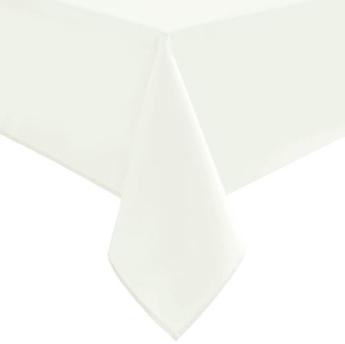 Hiasan Mantel rectangular – Mantel de tela impermeable lavable para bodas, banquetes, reuniones y comedor, 90 x 156 pulgadas, marfil
