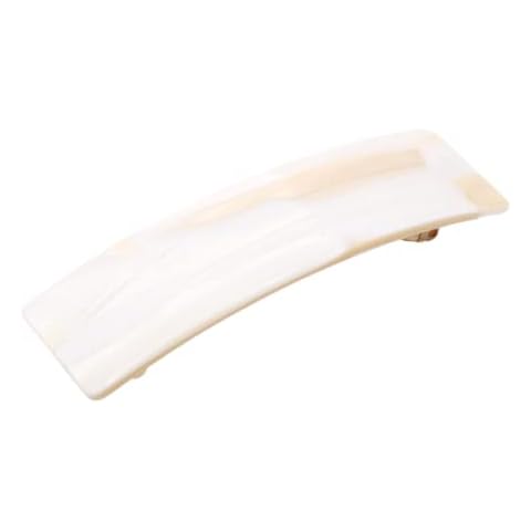 French Amie Fine 1 Inch Wide Rectangular Celluloid Handmade Ivory White Automatic Hair Clip Barrette (Ivory) Cover