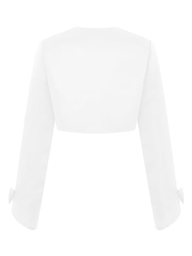 Hularka Kids Flower Girl Dress Coat Long Sleeve Bolero Cardigan Lace-up Wedding Birthday Party Outerwear Tops4