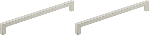 Image of Amerock | Cabinet Pull | Satin Nickel | 8-13 /16 inch (224 mm) Center-to-Center | Monument | 2 Pack | Drawer Pull | Cabinet Handle | Cabinet Hardware