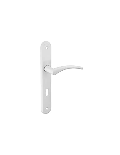 THIRARD - Conjunto de Manillas para Puerta Interior Hebe - Acero Estampado - Uso Puerta de Dormitorio - Orificio para Llave - Cuadrado 7 mm - Entraxes 165 mm - Finitura Lacado Blanco