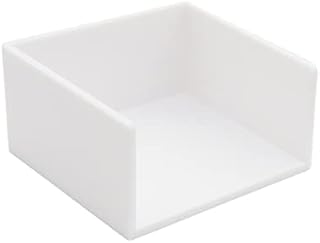 White Memo Notes Holder 3 Inch Plastic Memo Pad Cube Organizer Tray Paper Notepad Dispenser Holders for Home School Office Desk Supplies Organizers (White Memo Holder)