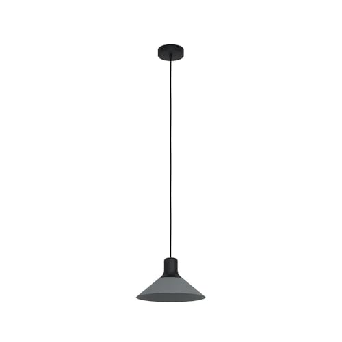 EGLO Pendant Lighting Abreosa, Ceiling Light Fixture for Dining and Living Rooms Hanging Light Made of Black and Grey Metal, E27 Socket