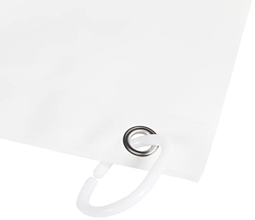 Amazon Basics Water Resistant 8-Gauge Peva Shower Curtain Liner With Metal Grommets And Plastic Hooks, White, 72" X 84" #TOP2