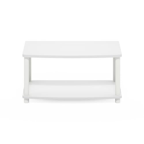 Furinno Turn-N-Tube TV Riser Stand, 2-Tier Small Elevated No Tools TV Stand, Console for TV up to 32 inch, 15.8 x 23.8 x 11, for Living Room, Bedroom, White - image 5