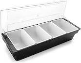 TAMLED Pizza Cocktail Bar- und Zutatenbehälter mit 3-6 Einsätzen a' 0,45/0,55/0,75/1,0 l, Kunststoff Gewürzhalter, Obst, Salat, Tacco, Garniertablett Snack, Buffet, Belegstation (4 x 0,75 L)