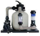 HST Poolfilter Sandfilter mit Chlordosierer bis 35.000 Liter Leis Profi Poolpumpe 10000 Liter/Std 400 W, Vorfilter Sandkessel 5-Wegeventil Bodenplatte Zubehör Komplettset für Sand Filterbälle Glas