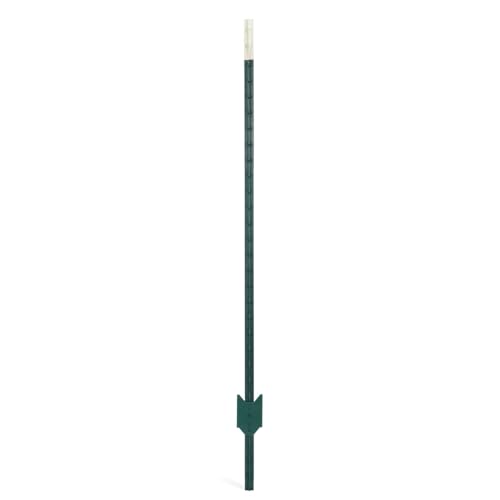 Fencer Wire 7FT Heavy Duty No Dig Steel T-Post with T-Channel and Anchor Plate for Farm, Garden, Orchard, and Outdoor Fencing, Single