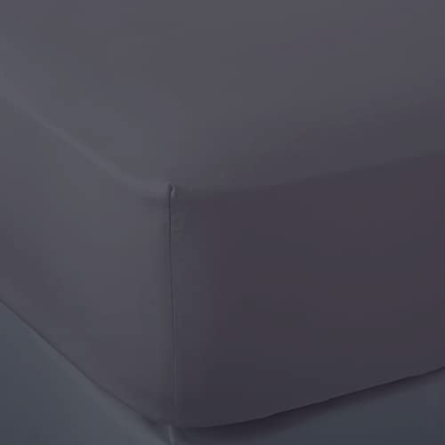 100% Pure French Linen - Double Fitted Sheet (40cm) - Midnight Grey