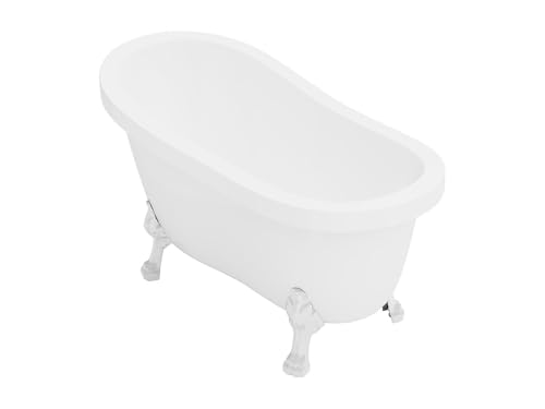 Vente-unique - Baignoire îlot rétro avec pieds de lion blancs - 145 x 74 x 77 cm - Blanche - 200...