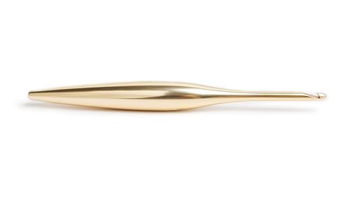 Image of Furls Crochet Hook, Gold Streamline Metal Matte Finish & Polished, Ergonomic Handle Crochet Hooks 7 inch (Polished, K - 6.50MM)