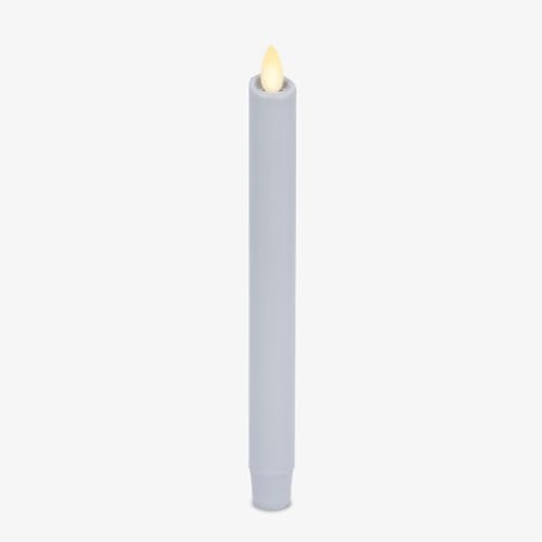 Image of Luminara - Flameless Battery Operated Taper Candle - Light Grey - Pack of 1-1x9.5 - LED Flickering Flame - Realistic Safe for Home Kids and Pets