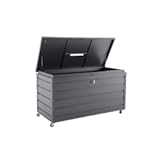 Tarrington House Caja de almacenamiento de aluminio y acero, con iluminación LED interior y 4 ruedas, gris, ideal para su uso en exteriores como caja de cojines para el jardín o la terraza