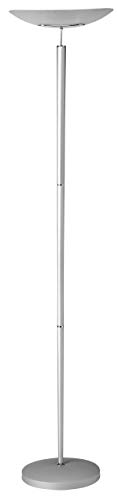 Unilux Cristalia Lampadaire Halogène 5060 Lumens à Variation d'intensité Lumineuse et sa Vasque en verre dépoli - Tube Halogène inclu 230W RS7 184 x 31 cm Gris métal