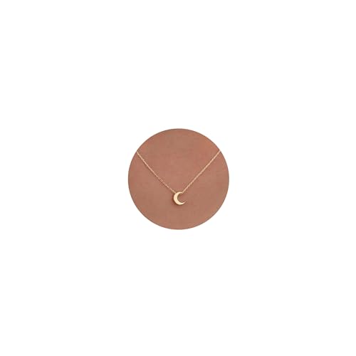 HANLI 14K Gold Vergoldet Halsketten Damen - Zarte Mond Anhänger Kette mit für Frauen Mädchen Wasserfeste Hautverträglich Schmuck