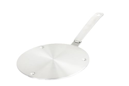 9.45 inch Heat Diffuser Stainless Steel Induction Adapter with Concave Spots for Electric Gas Stove Glass Induction Cooktop, Heats Up Faster,Detachable Handle by RUNZI - Used condition - US$17.99