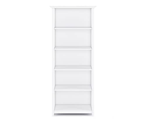 Simplihome Amherst Solid Wood 70 Inch X 30 Inch Transitional 5 Shelf Bookcase In White With 5 Shelves, For The Living Room, Study And Office #TOP3