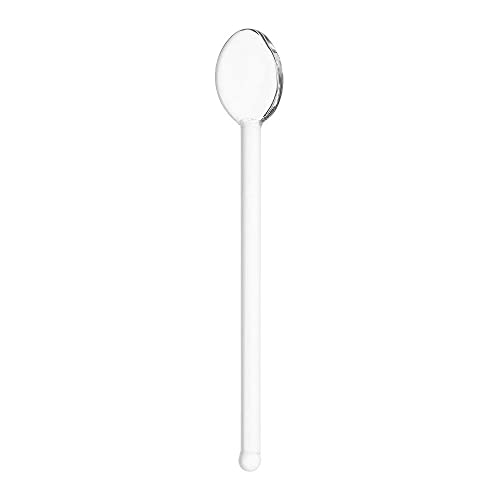Cucharas pequeñas de vidrio, cuchara de mango largo para el hogar, cuchara de café, vaso agitador de espresso, cucharaditas de cristal transparente (transparente)