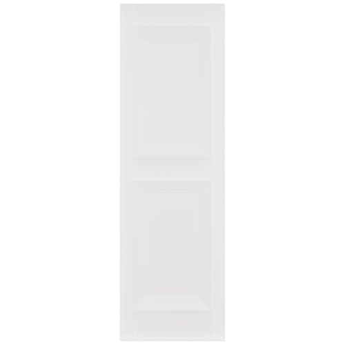 Builders Edge 12 in. W x 43 in. H Builders Edge, Standard Two Equal Panels, Raised Panel Shutters, Includes Matching Installation Spikes (Per Pair), 001 - White