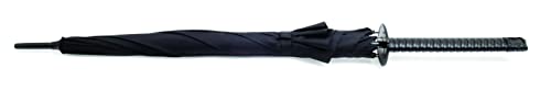 Kikkerland Samurai Novelty Umbrella Katana Master Sword Hilt Handle Folding Umbrella Anime Portable Travel Japanese Ninja Compact