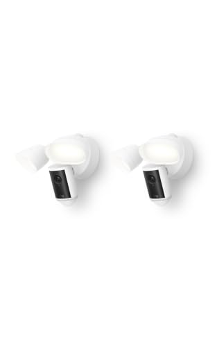 Ring videocamera Pro con proiettori (Floodlight Cam Pro, ultimo modello) | Videocamera di sicurezza esterna | Retinal 4K, Zoom 10x, 2000 lumen | Prova gratuita di 30 giorni piano d'abbonamento Ring | 2 telecamere