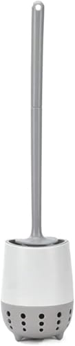Image of Favria Toilet Brush with Holder - Long Handle, Wall-Mounted Stand, Durable Bristles - Bathroom Cleaning Brush (Pack of 2 Grey)