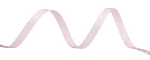 Joycrosso Herringbone Tape Twill Ribbon Soft Handle, Great for Gift Wrapping Craft Sewing 6mm x 22 Meters - Powder Pink - Image 2