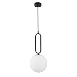  Luminosa Merano Covina Globe Suspension Plafonnier Métal Noir Mat Verre Opalin LED E27