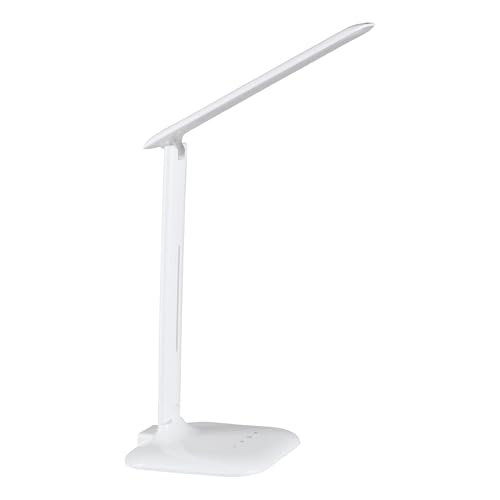 EGLO LED Tischlampe Caupo, 1 flammige Tischleuchte mit Touch, Farbtemperaturwechsel (warm, neutral, kalt), dimmbar, Schreibtischlampe aus hochwertigem Kunststoff und Stahl, Bürolampe in Weiß