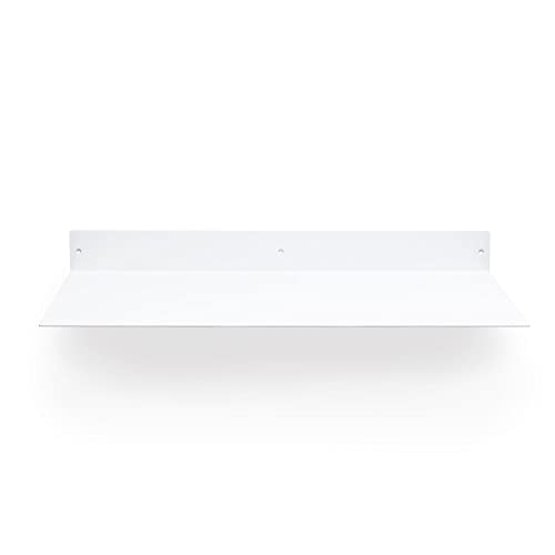 Floating Shelf Wall Mounted (11 Inch X 24 Inch) Heavy Duty Industrial Modern Steel, White #TOP1