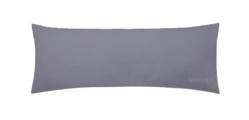 NIGHTZEN® Bolster Pillowcases - Plain Dyed Easy Care Polycotton Long Bolster Pillowcase Cover Soft Quality Blended Cotton - Maternity Orthopedic Support Pillowcase (Double 4.6FT, Grey)