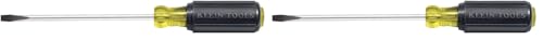 Image of Klein Tools 605-4 1 /4-Inch Cabinet Tip Screwdriver Heavy Duty 4-Inch Round Shank, Made in USA (Pack of 2)
