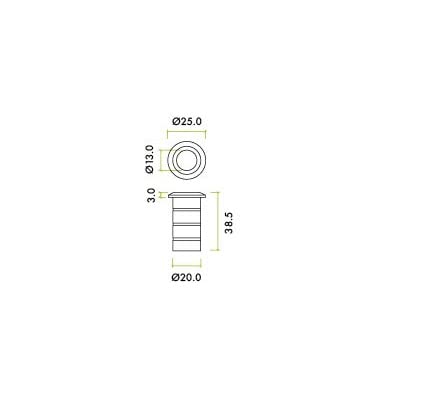 Dust Socket 20x25mm for Flush Bolts Concrete in Stainless Steel ZAS14SS