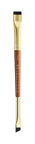 Desert Oak Series Precision Thin Eyeliner Brush - Dual-Ended Angled & Concave Tips for Winged Lines/Tightlining, Gel & Liquid Liner Compatible, Ebana Handle (CM 161)