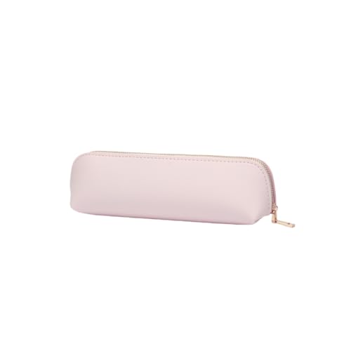 Image of Pencil Case Small Pencil Pouch Slim Zipper Pen Holder School Office College(Pink,Faux Leather)