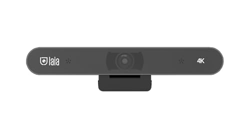 Laia - Webcam 4K AI, Fabricante español, con Lente Gran Angular y autoencuadre por detección Facial, conexión USB, 2 micrófonos Integrados, Ideal para videoconferencias en Salas pequeñas o Medianas
