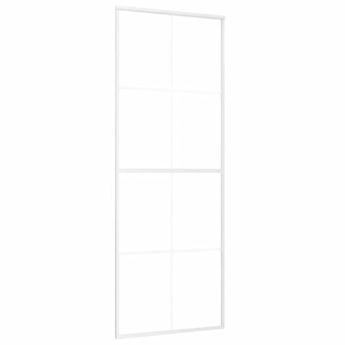 vidaXL Porta Scorrevole in Vetro ESG e Alluminio 76x205 cm Bianca