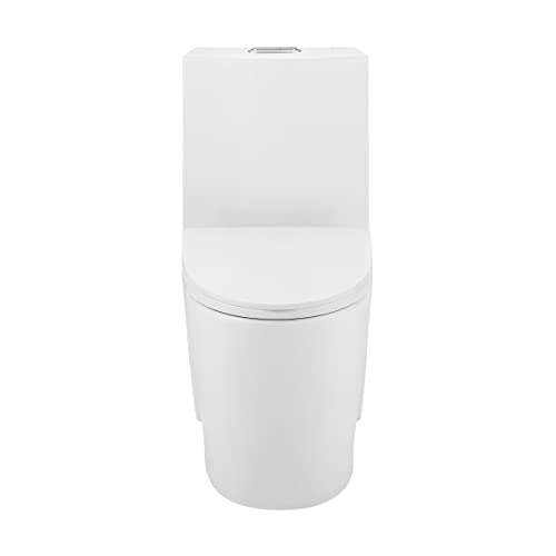Image of St. Tropez One-Piece 14 inch Rough-in 1.1 /1.6 GPF Dual Top Flush Elongated Toilet in Glossy White