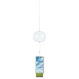 BENECREAT Japanese Ceramic Wind Chime, 15.9x2.8 Inch Porcelain Wind Bell with Semi Circular Design Classic White Color for Garden Patio Outdoor Decoration