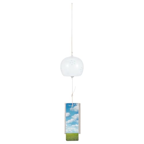 BENECREAT Carillon Éolien en Céramique Japonaise Cloche à Vent en Porcelaine de 405x71mm D'Épaisseur de Couleur Blanche Classique au Design Semi Circulaire...